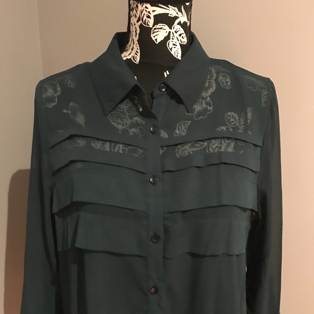 ✅ Dark green blouse w/ attached tank
